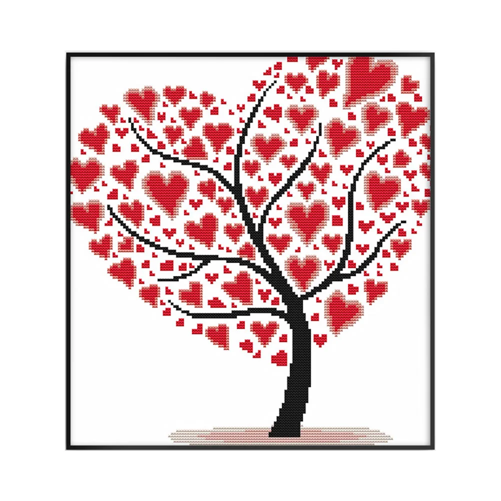 

Love Tree Cross Love Heart Tree Cross- Stamped Kits Handmade DIY Accessories The Flowers Printed Wall