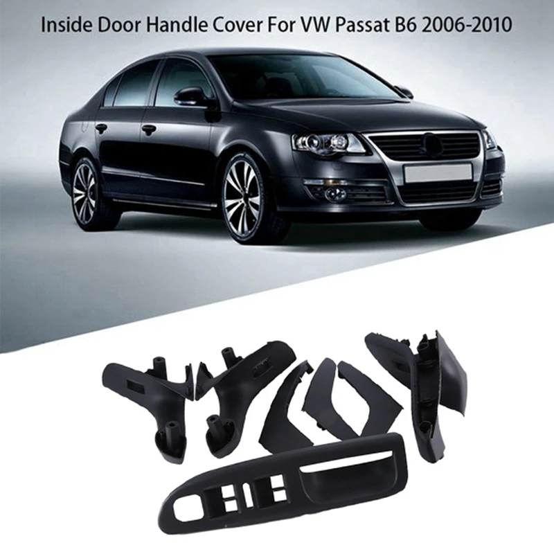Maçaneta interior para VW Passat B6 2006-2010, Apoio de Braço Porta, Espelho Mestre Janela, Guarnição do Painel, Tampa Moldura, 7Pcs