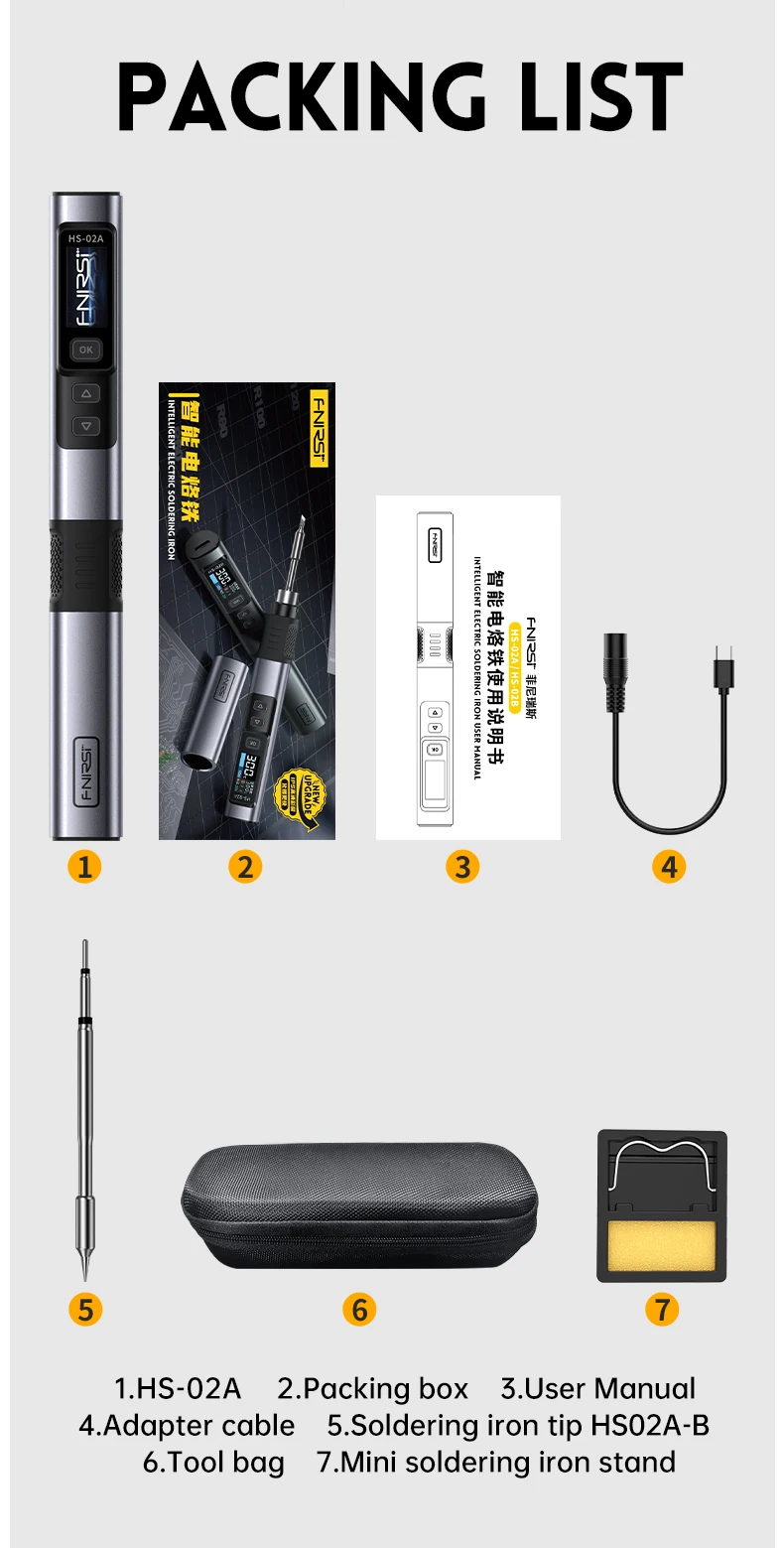 HS-02A HS-02B Intelligent Electric Soldering Iron 24V 100-450 ℃ Welding Material