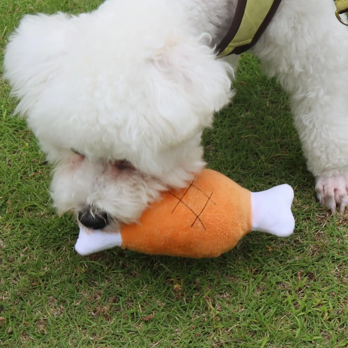 1Pc Brown Chicken Leg Bone Pet Funny Plush Toy,Creative Pet Chew Pet&rsquo;s Teeth Toys,Interactive Sound Toys,for Dogs and Cats