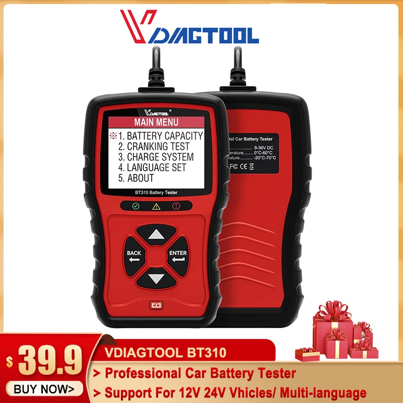 2022 VDIAGTOOL BT310 Car Battery Tester Professional Automotive For 12V