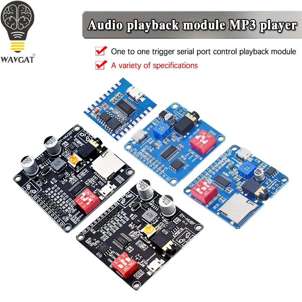 DY-HV8F DY-HV20T Voice Playback Module Board MP3 Music Player 10W 20W 12V 24V Playback Serial Control DIY Electronic For Arduino
