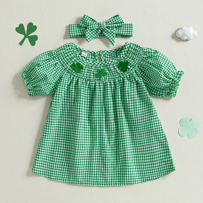 Baby Girl Shamrock Smocked Dress 2