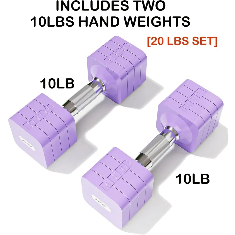 10LB Each[20 LBS Pair] Adjustable Dumbbell Set Free Weights Dumbbells Set for Women Men Hand Weights Sets Adjust Dumbbell Weight