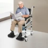 Shower Chair Rolling Commode Seat for Toilet with Arms, Adjustable Height Folding Bath Wheelchair for Elderly, Disabled, Injured 5