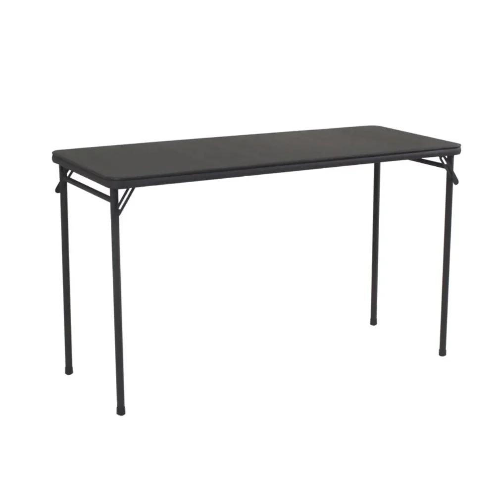 

COSCO 20" x 48" Vinyl Upholstered Steel Frame Folding Table, Black