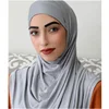 Womens 2 Piece Solid Color Amira Jersey Muslim Hijab Soft Cotton Stretch Head Scarf with Tube Inner Underscarf Cap Hood