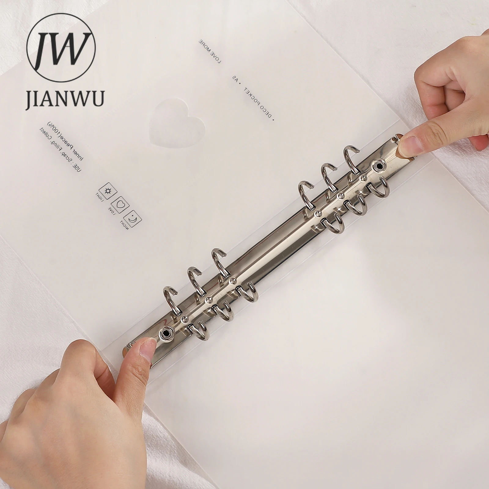Photo Album JIANWU A5 PVC Frosted Photo Album Binder 10 Pcs Inner Page Star Photos Card Stock Loose-leaf Storage Book Stationery Organizer