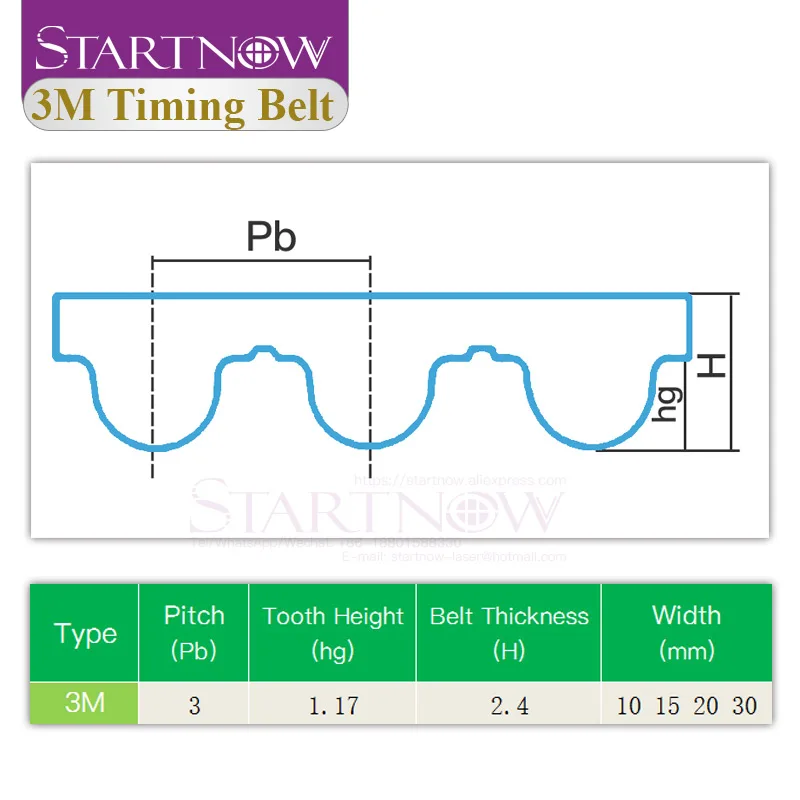 Startnow 고품질 개방형 변속기 동기 벨트, CO2 레이저 조각 기계 타이밍 벨트용, HTD 3M PU 25 30 35 mm