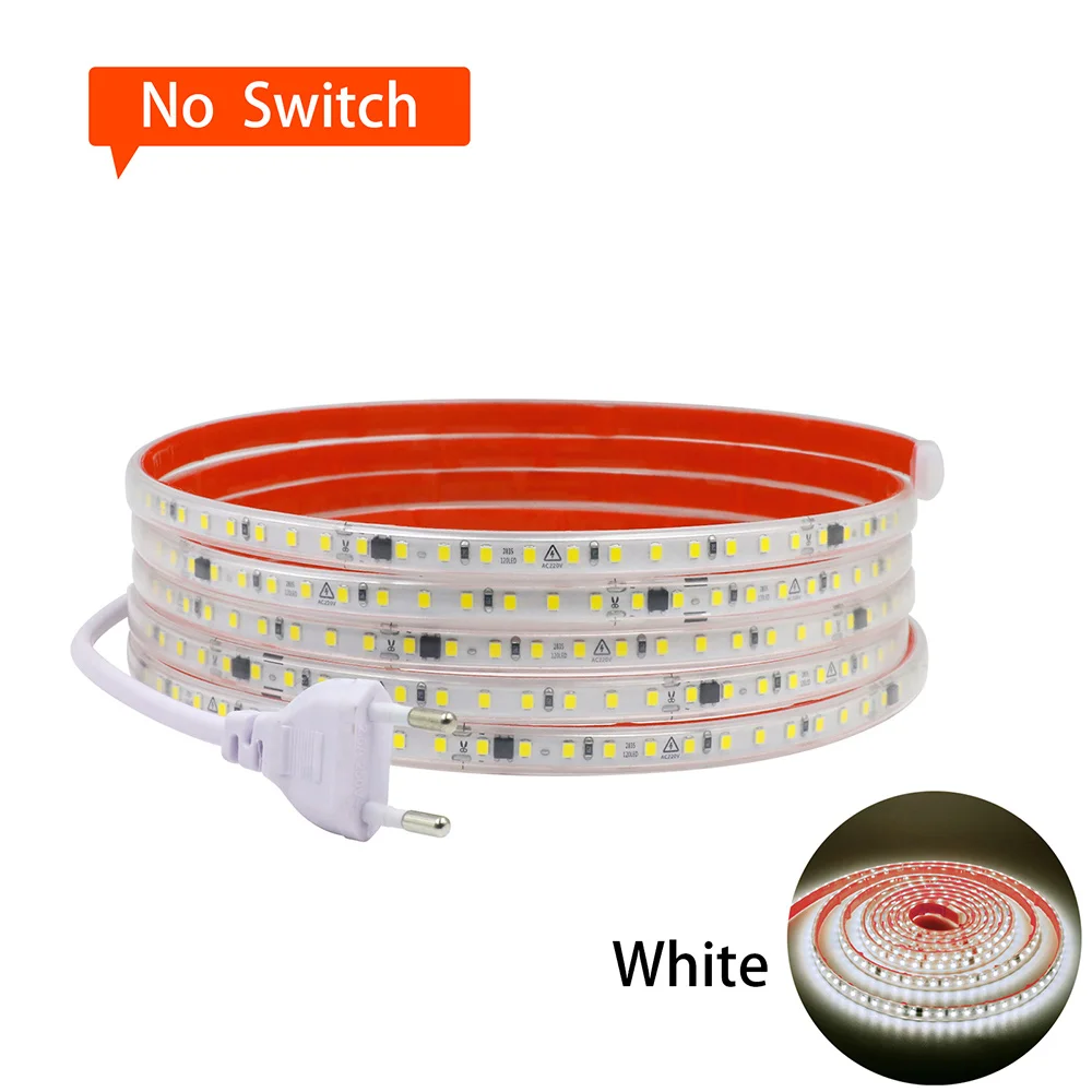 thumbnail image 1 of Tira de luces LED 2835 de CA de 220 V, resistente al agua, IP65, 120 LED, flexible, con IC, para iluminación del hogar, color blanco, 0,5 m, 1 m, 2 m, 5 m, 10 m, 20 m, 50 m, 1 of 5
