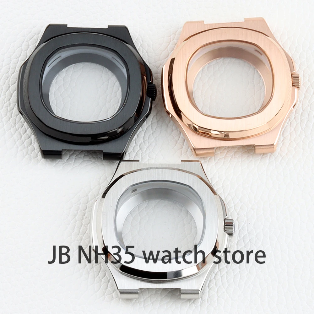 40mm Square Watch Case Sapphire Accessories for Nautilus Style Watches for NH35 NH36 NH38 movement Waterproof 316L steel Strap