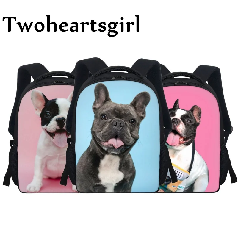 

Twoheartsgirl French Bulldog Pattern Children Backpack Toddler Baby Girls Boys School Bag Kids Cute Schoolbag for Kindergarten