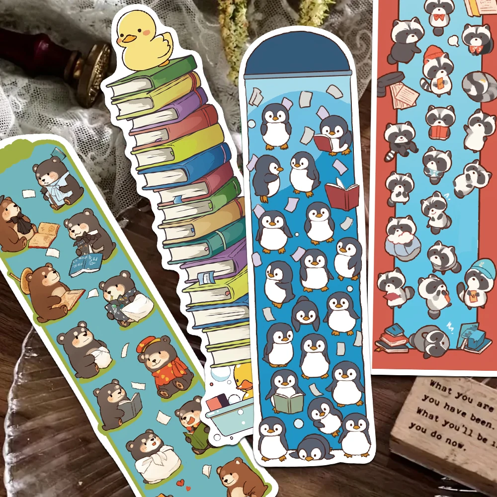 30pcs Cartoon Cute Animals Panda Duck Bookmarks Reading Pages School Stationary Supplies DIY Aesthetic animal bookmark bookmarks stationery supplies