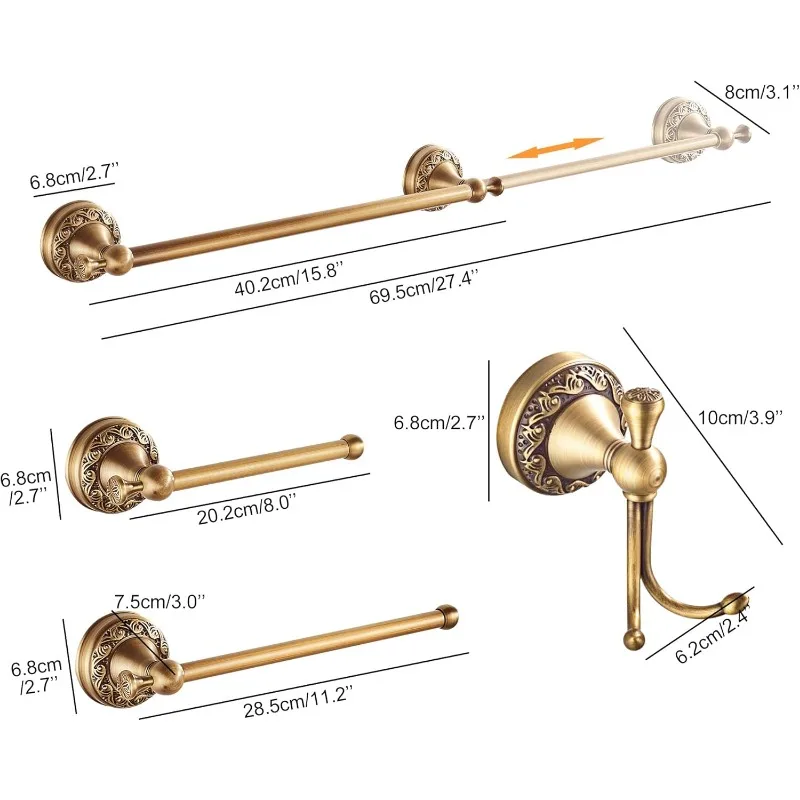 Bathroom Hardware Set,Adjustable Towel Rack,Toilet Roll Paper Holder,Hand Towel Holder,Hook,Bathroom AccessoriesSet Wall Mounted