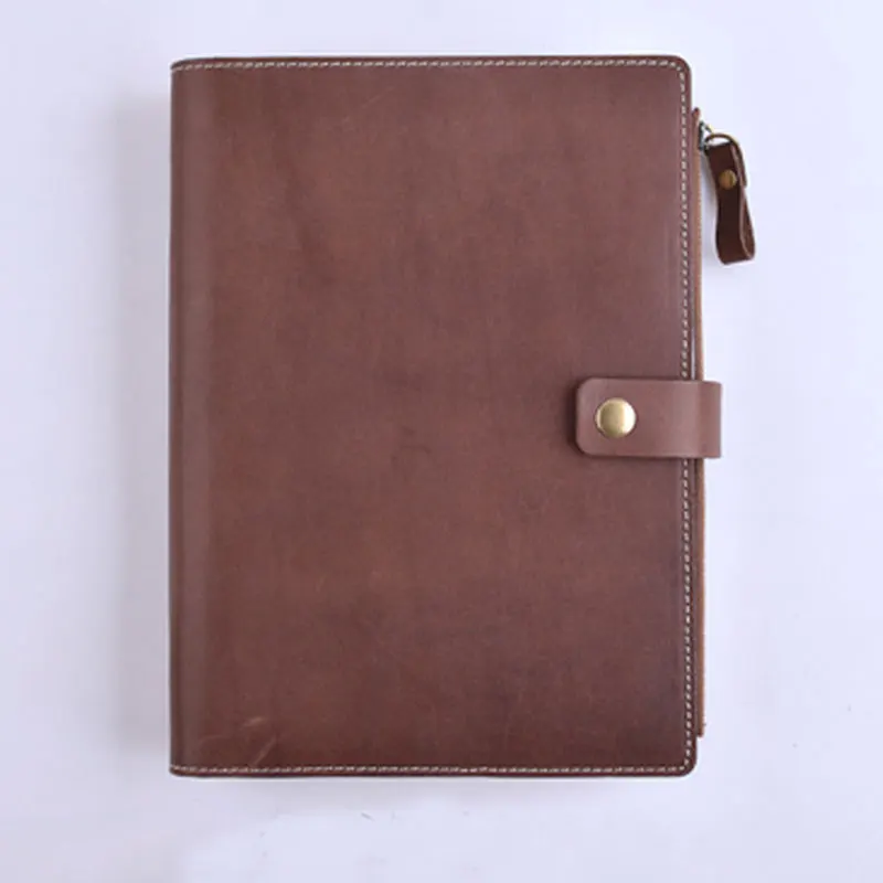 Yiwi Couro Genuíno a5 a6 a7 Plaina Folha Solta Pasta Diário Caderno com Bolsa Zip - Imagem 6