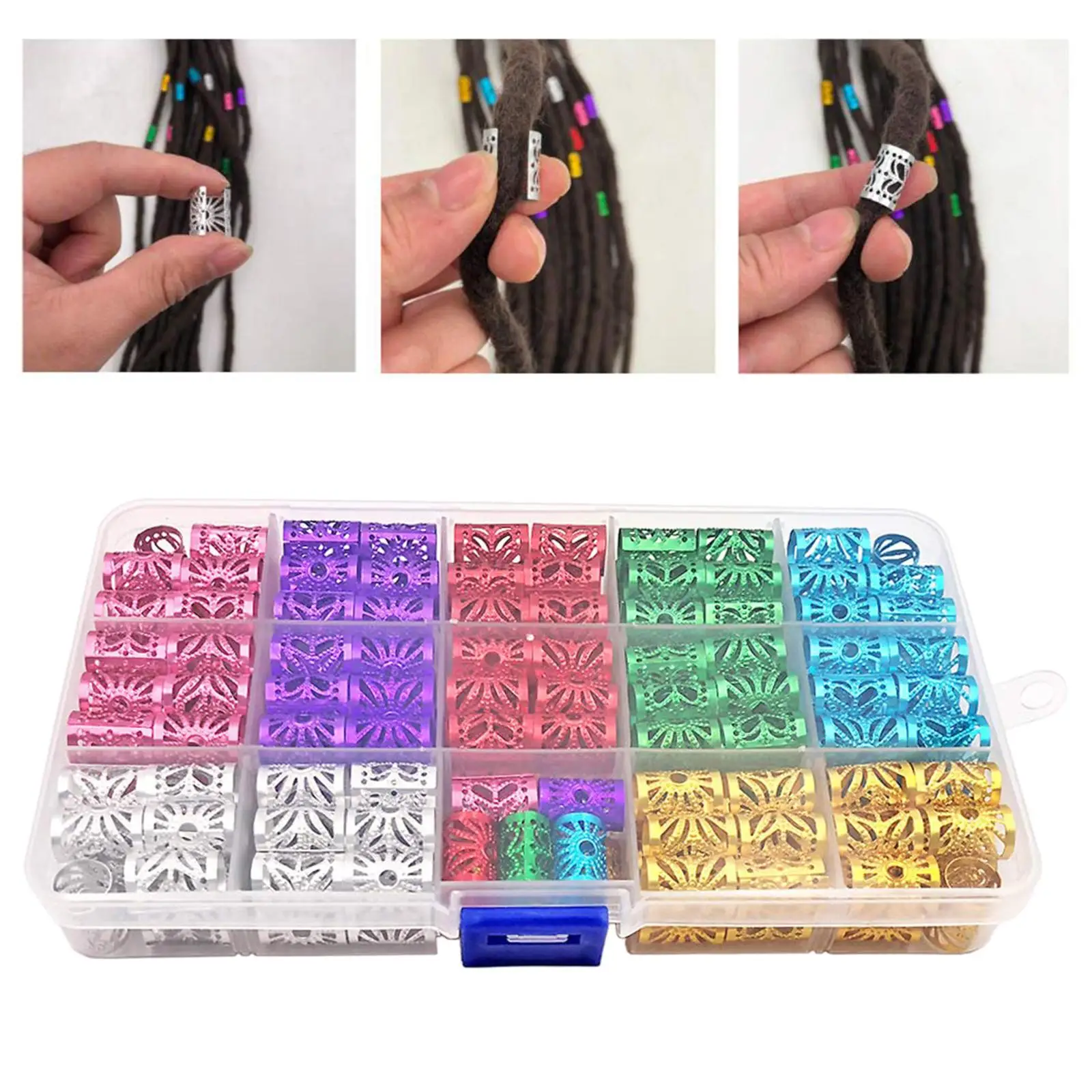 170Pcs Hair Braid Cuff Tubes Hair Accessory for Hair Extension Decoration