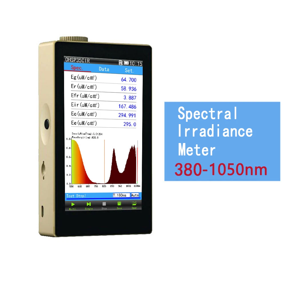 

OHSP350IR Spectrometer 380nm-1050nm LED Light Spectrum Tester Irradiance mW/cm2