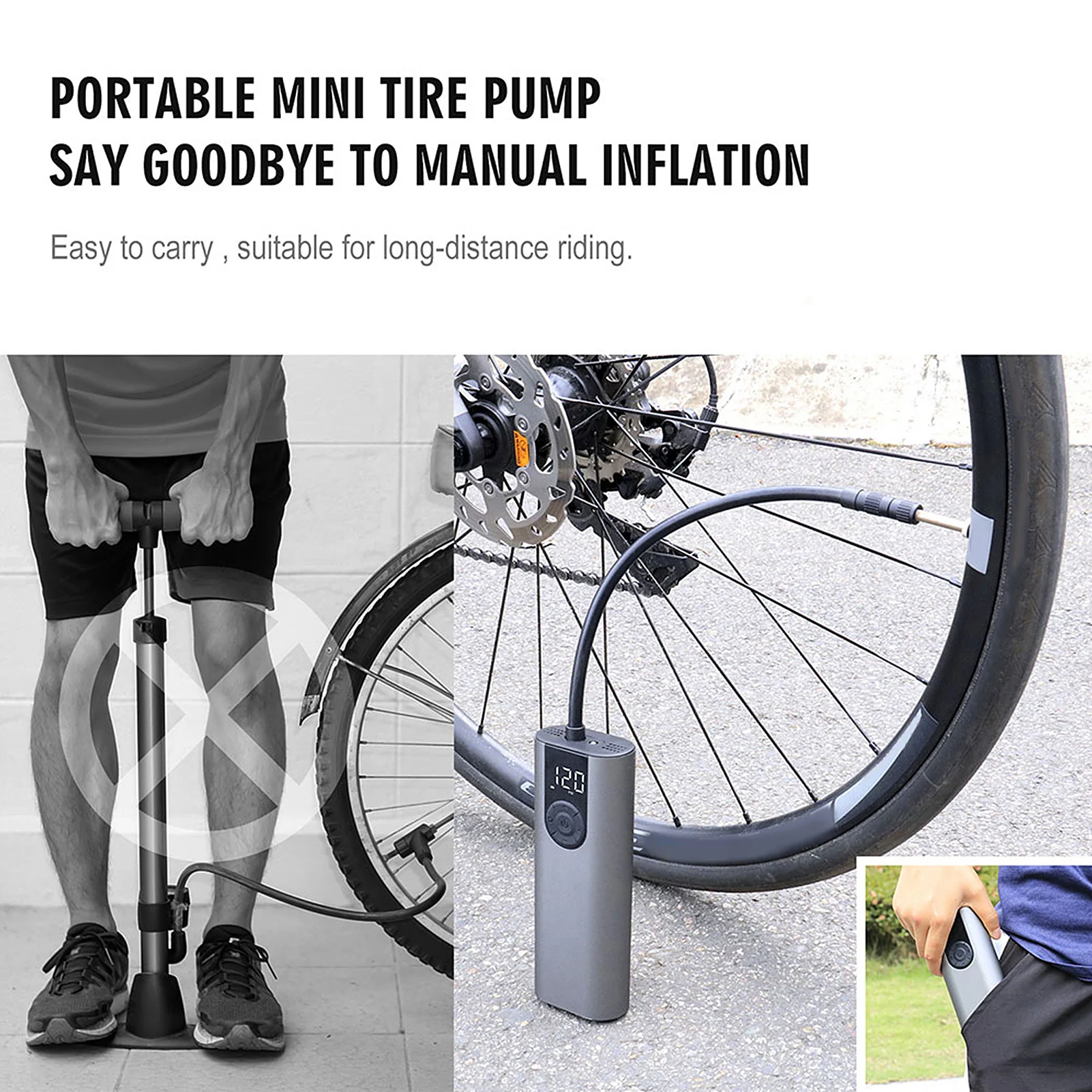 WEST BIKING – pompe électrique de vélo 150 PSI, Portable, Rechargeable par  USB, pour pneu de voiture, vtt, vélo de route - AliExpress