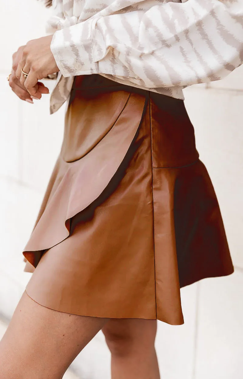Women Faux Leather High Waist Skirt Image 10