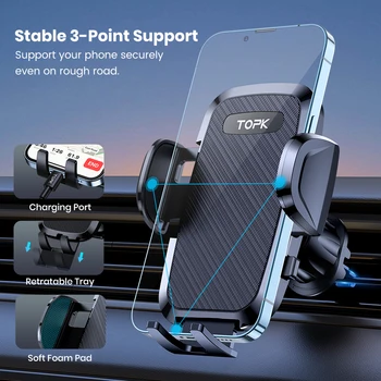 TOPK Car Phone Holder Air Vent Phone Stand For Xiaomi Samsung iPhone 12 13 14 Auto Gravity Car Holder Stand 5