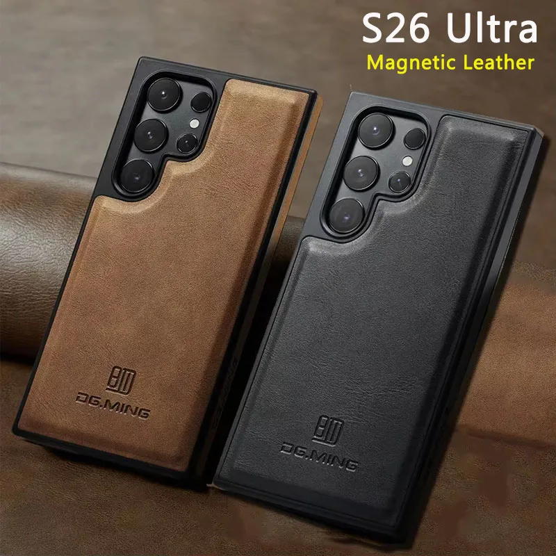 Luxurious Magnetic Leather Phone Case with Car Mount and Wireless Charging Support