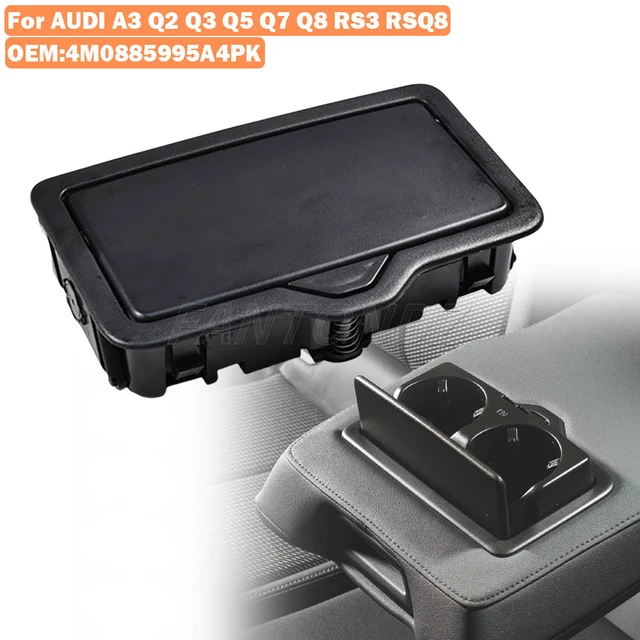 Car Rear Armrest Cup Holder 4M0885995A4PK For Audi A3 Q2 Q3 Q5 Q7 Q8 RS3 RSQ8 Drinks Beverage Rack 1