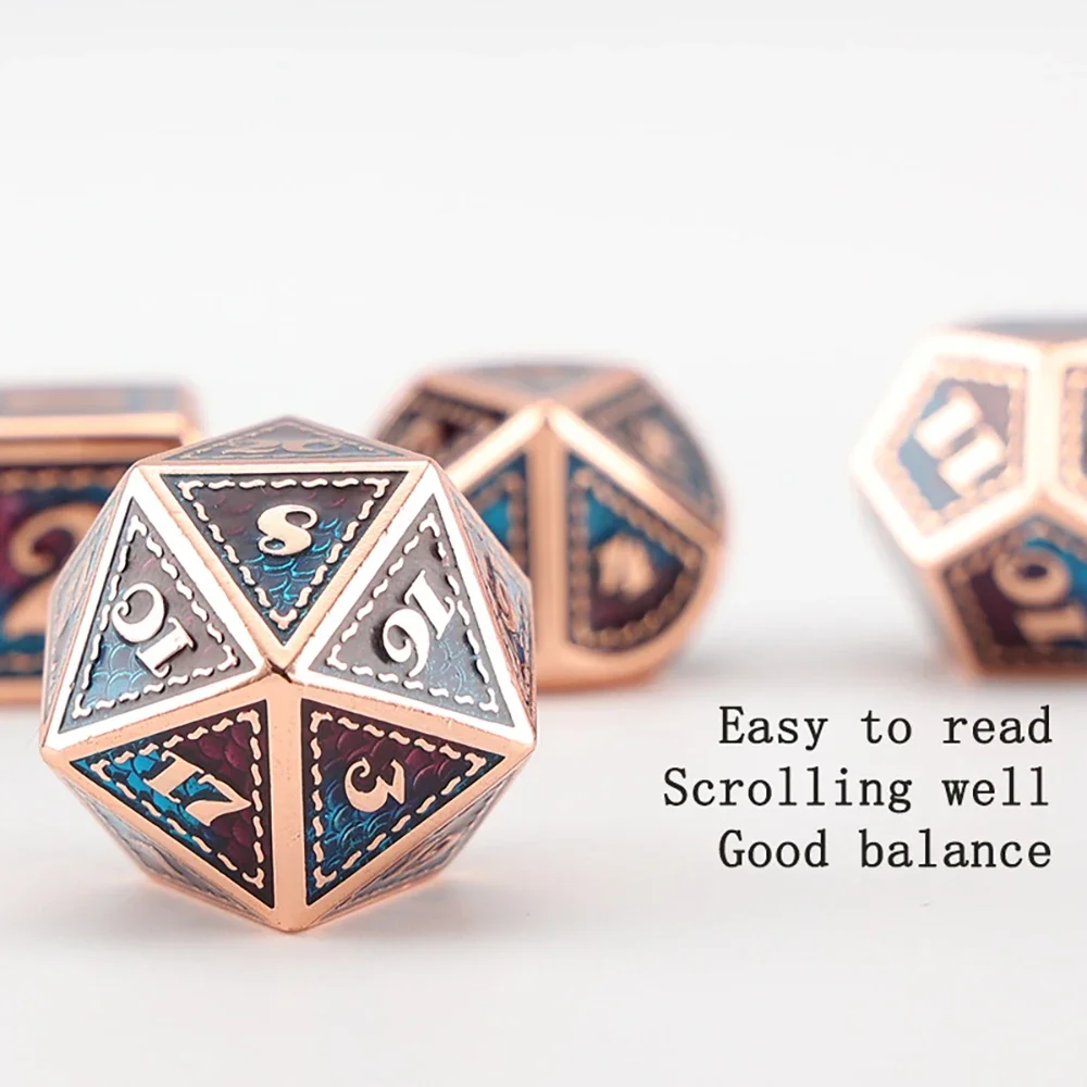 

DND Metal Multicolor Alloy Solid Dice D and D D20 Dungeon and Dragon Table Role Playing Game Dice D+D D6 Polyhedral Dice RPG D&D