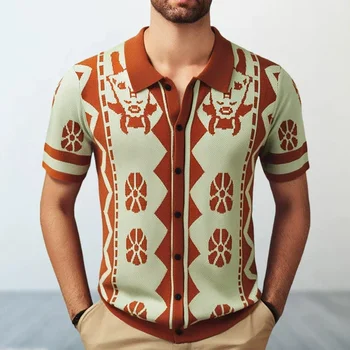 Polo di Lusso in Maglia Jacquard da Uomo, Stile Europeo, Fresco per l'Estate, Alta Qualità, Viscosa Elastica, Taglie Forti, Camisas De Hombre