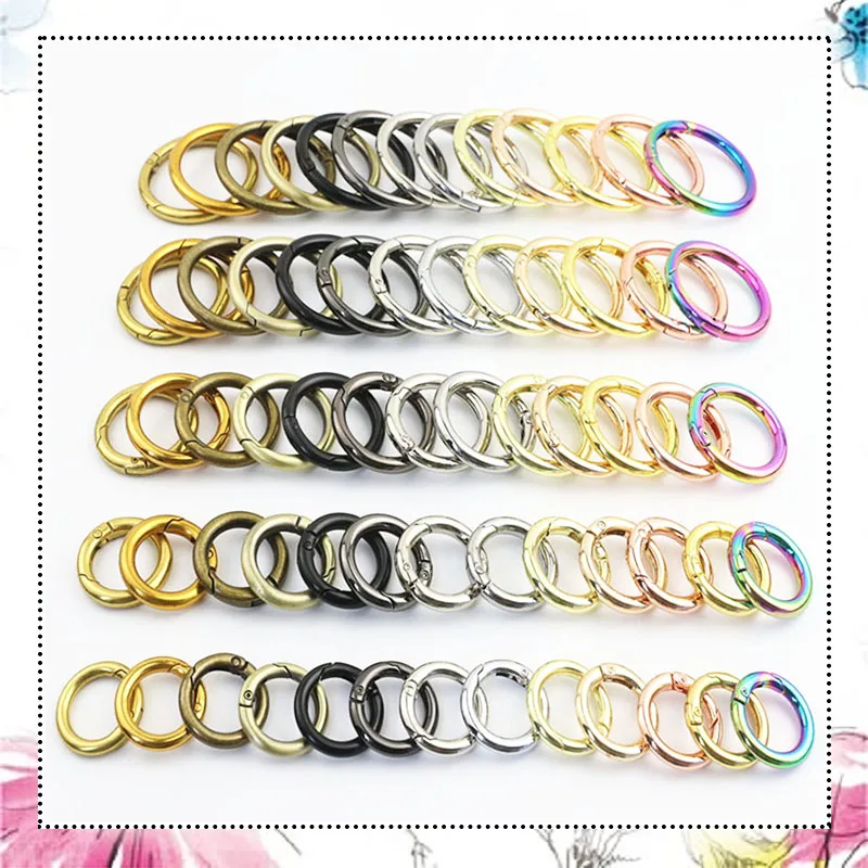 

50Pcs 16-38mm Metal Spring Gate O Ring Openable Keyring Bag Belt Strap Chain Buckles Snap Clasp Clip Trigger Leather Craft