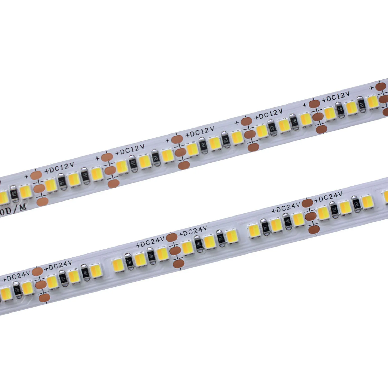 

5m CCT LED Strip 12V 24V SMD 2835 Dual Color 2 in 1 Chip 180LEDs/m 3000K - 6500K Temperature Adjustable Flexible LED Tape
