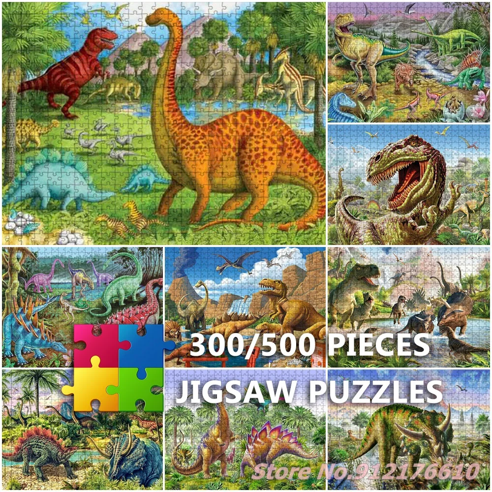 

Dinosaur Paper Puzzles 300/500 Pieces Jigsaw Puzzles Family Game Toys Decompress Educational for Adults Nursery Kids Toys Gifts