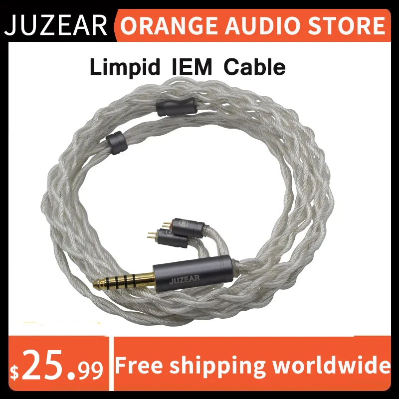 

JUZEAR Limpid IEM кабель 4-жильный 2,2 Awg 6N OFC медный посеребренный 2,5 3,5 4,4 мм Позолоченные вилки 2Pin кабели для наушников