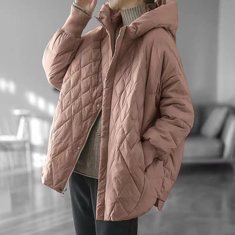 Down Coats Women Coat Mid Length Jackets Hooded Full Sleeve Y2k Streetwear Elegant Splice Jacket Thick Warm Autumn Winter
