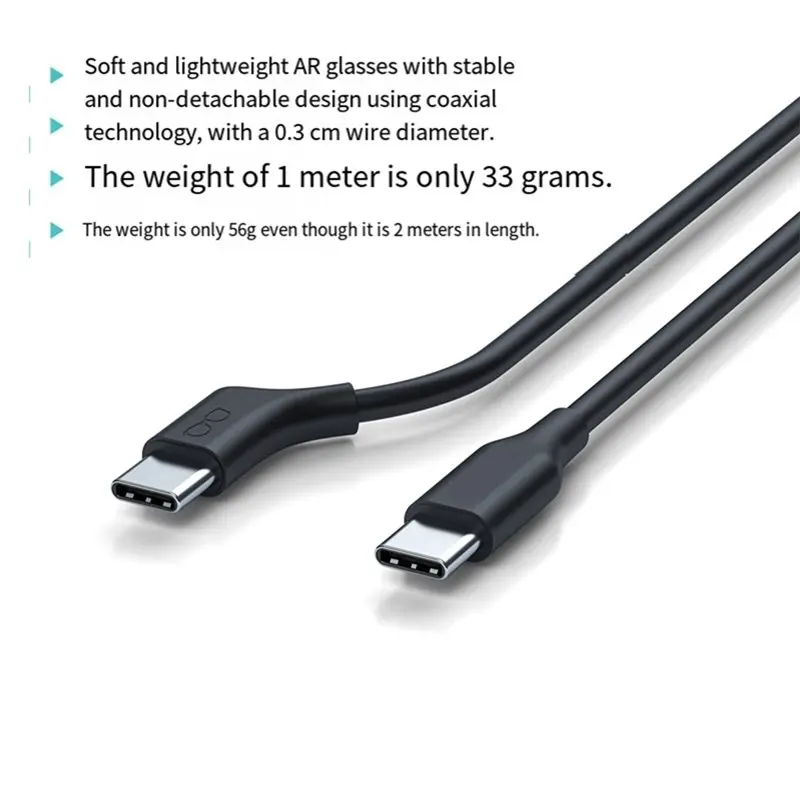 B27B 타입-C 플렉시블 케이블 USB3.2 풀 기능 AR 안경용, 4K 60Hz 지원 Xreal/Rokid/Rayneo Viture 호환