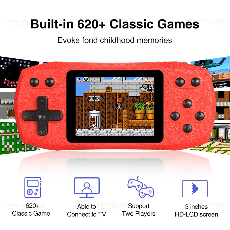 2.4 Inch Retro Video Game Console Built In 620 Classic Games Portable Handheld Game Player Rechargeable Console AV Ouput_voghion.com