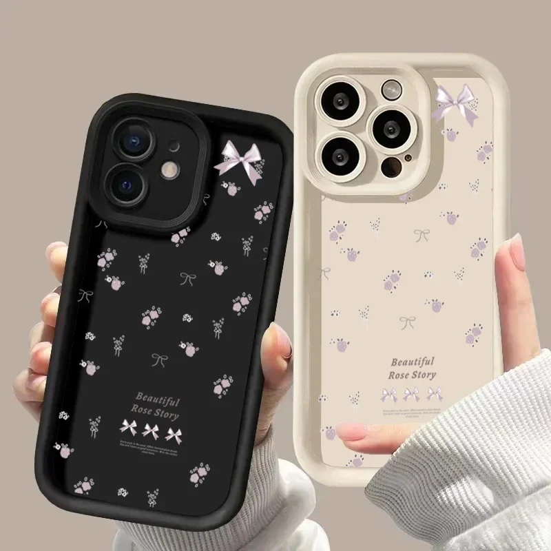 Chic Pink Bow & Floral Heart Design Phone Case