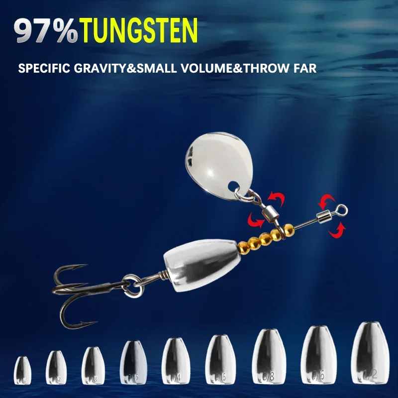 Rotating Spinner Spoon Fishing Lure 3.7g-16.1g Tungsten steel Artificial Bait Metal Sequins Bait Bass Trout Perch Pesca Tackle