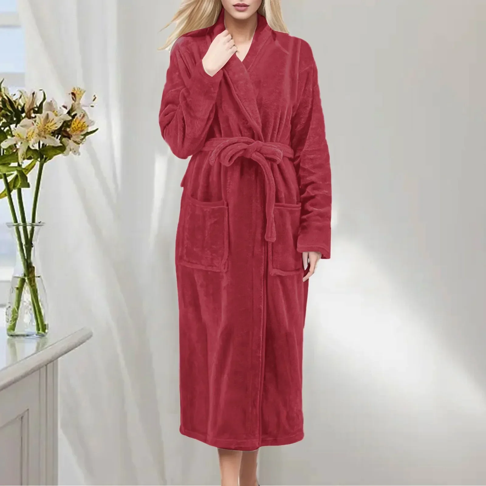 

Warm Plush Dressing New Bathrobe Casual Robes Soft Robe Long Home Lightweight Women Nightgown Gowns Winter Autumn Female