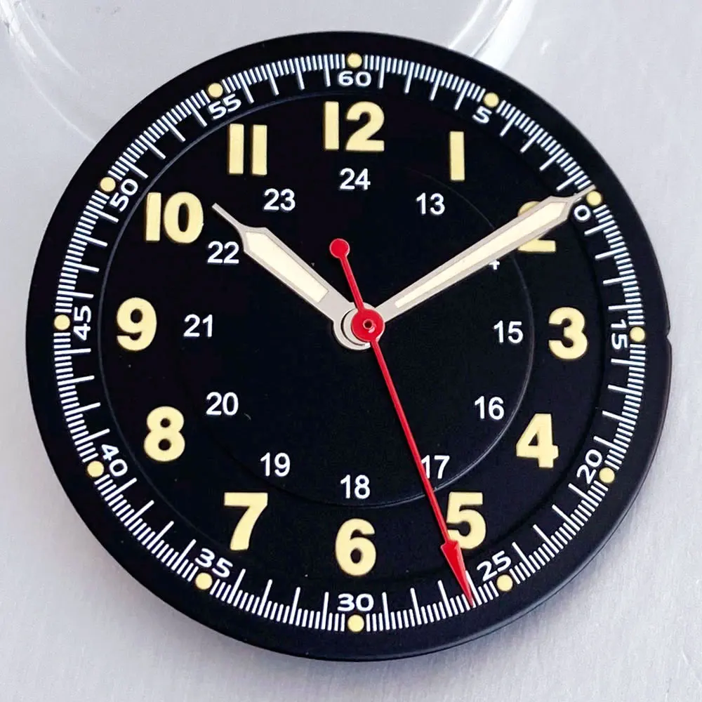 Pilot Titanium/Stainless Steel Watch Case with Sapphire Glass and Luminous Sunburst Dial, 36mm, 20ATM