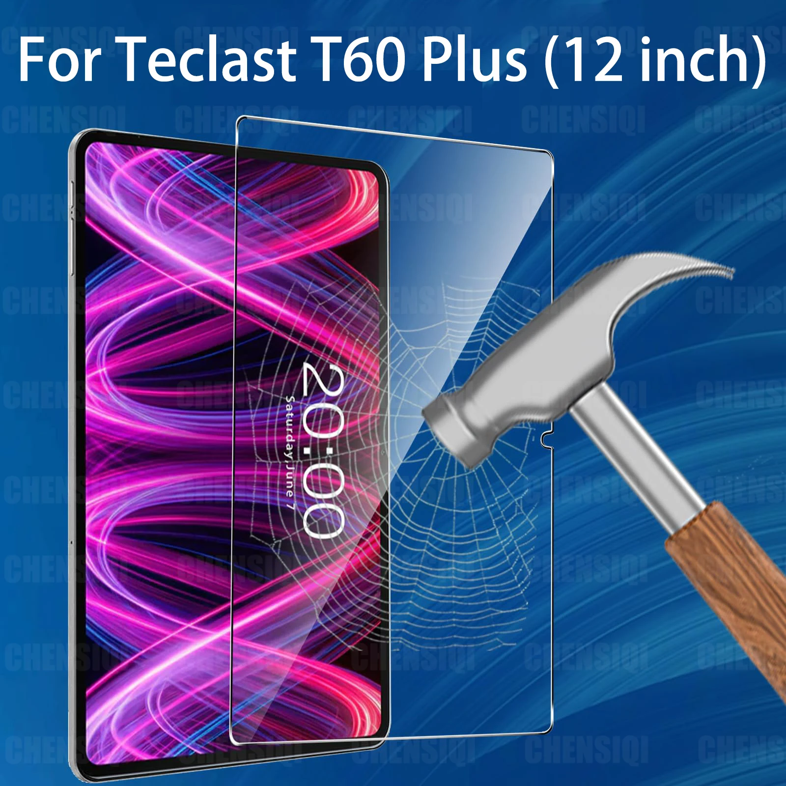 For Teclast T60 Plus (12 inch) 2024 Screen Protector, 9H Tempered Glass Film, Anti Fingerprints,No Bubbles Anti-Scratch 6