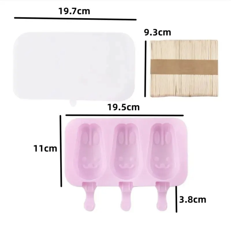 ice cream mold Silicone Ice Cream Mold Popsicle Siamese Molds Lid DIY Homemade Ice Lolly Cartoon Cute Image Handmade Kitchen Tools