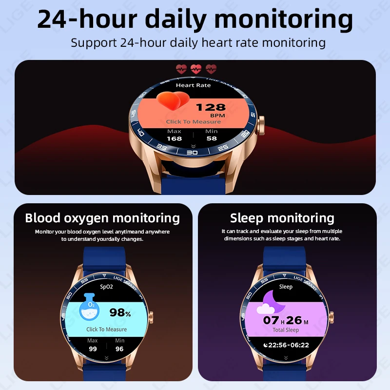 LIGE Smart Watch Full Touch Screen Man Women IP68 Waterproof Bluetooth Call Watches Sports Fitness Health Monitor Men Smartwatch