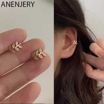 ANENJERY clip per orecchini a foglia Color argento su orecchini per donna commercio all'ingrosso di gioielli da studente carino dolce