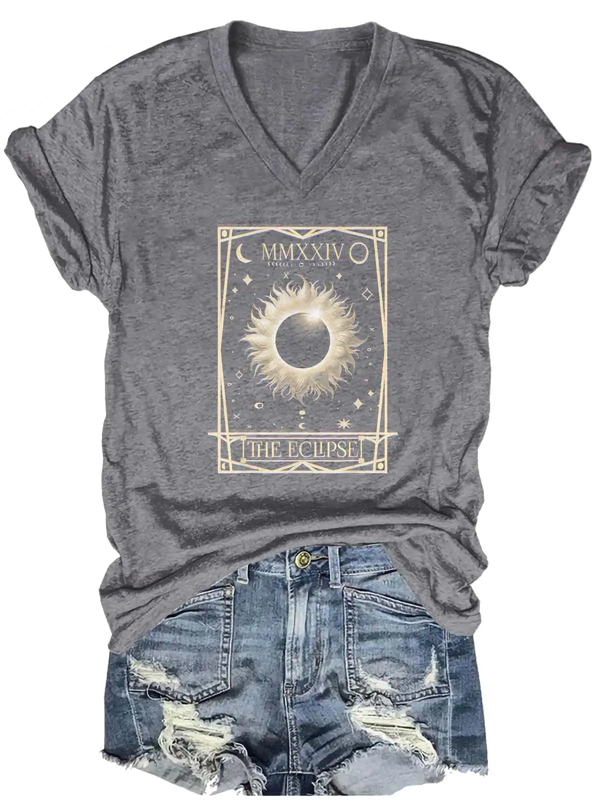 

Футболка с коротким рукавом и V-образным вырезом, с принтом