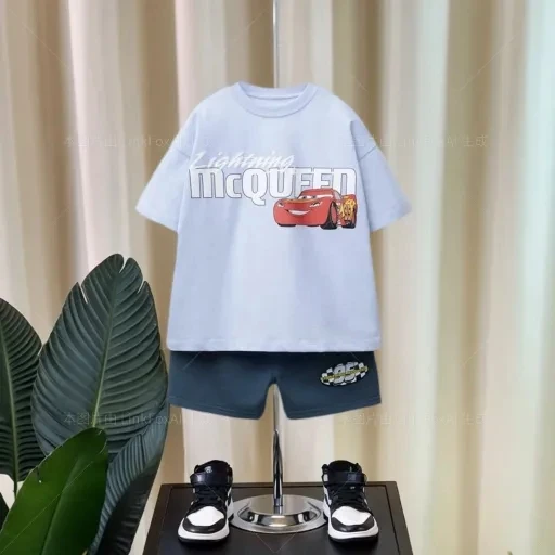 Description Picture 4 of itemCartoon Fashion Baby Boy Short Sleeved T-shirt Set 2024 Summer Clothing Loose Casual Children's T-shirt Two-piece Set