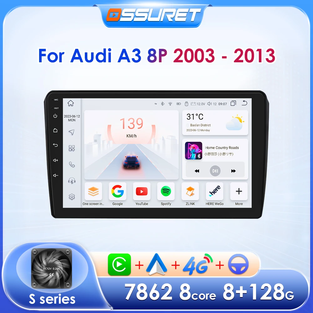 9 Pollici Android Autoradio Multimediale Per Audi A3 8P 2003 - 2013 Altoparlante Stereo Per Auto Lettore Audio Video Automatico Gps Wifi 2 Din Head Un