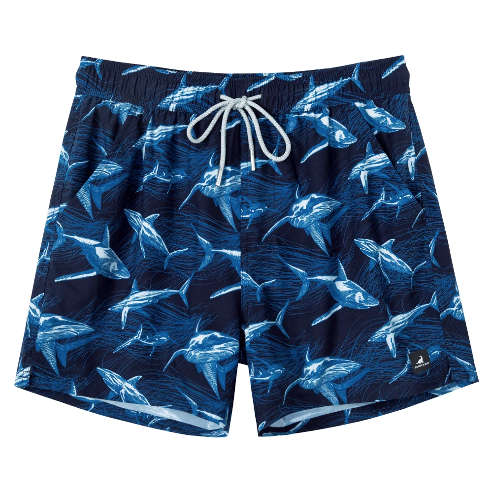 SURFCUZ Mens Swim Trunks with Compression Liner Stretch 2 in 1 Running Sport Gym Shorts Quick Dry Swim Beach Shorts with Pockets