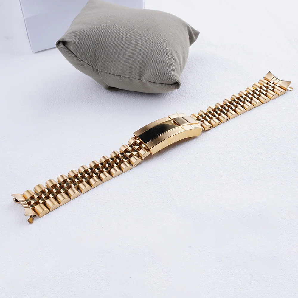 Cinturino Da 19Mm All Gold Hollow Curve End Solid Screw Links Cinturino Per Orologio Jubilee Strap Per Seiko Snxl72 Snxs80 7009-3040