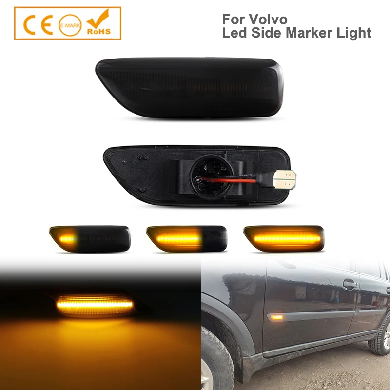 

2x Dynamic LED Amber Side Marker Blinker Turn Signal Light Lamp For Volvo S60 V70 XC90 S80 XC70 1998-2007 OEM# 30722641,34432641