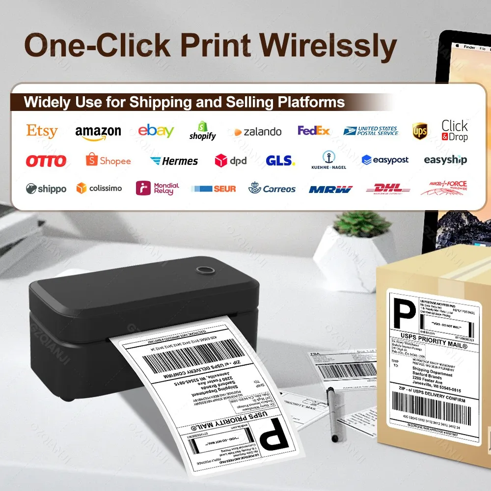 110mm Marklife X4 Bluetooth Thermal Label Printer Small Shipping Label Printer 4X6inch Compatible with iPhone Android Mac Window